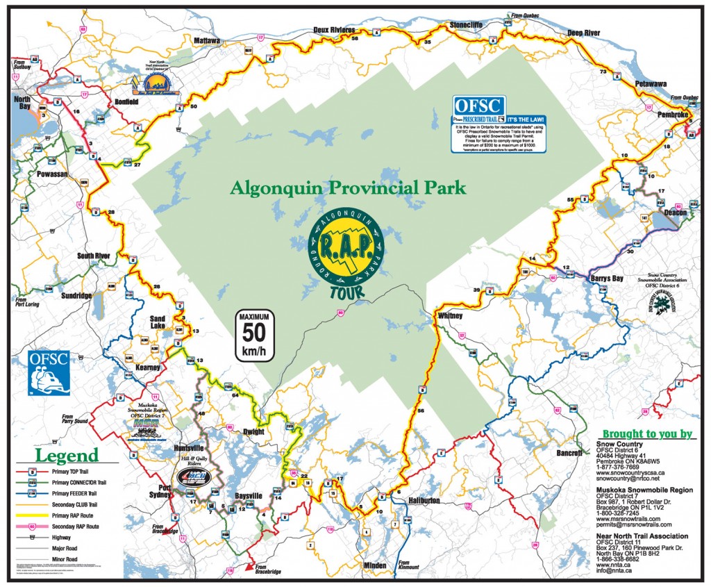 Map of Snowmobile RAP Tour