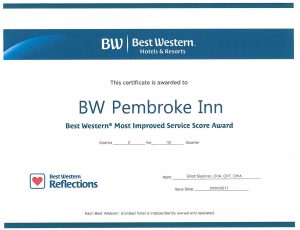 Best Western Award- most improved hotel