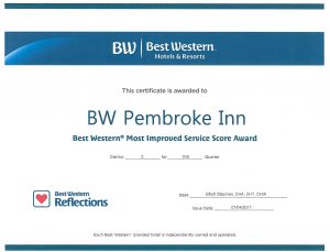 Best Western Award- most improved hotel