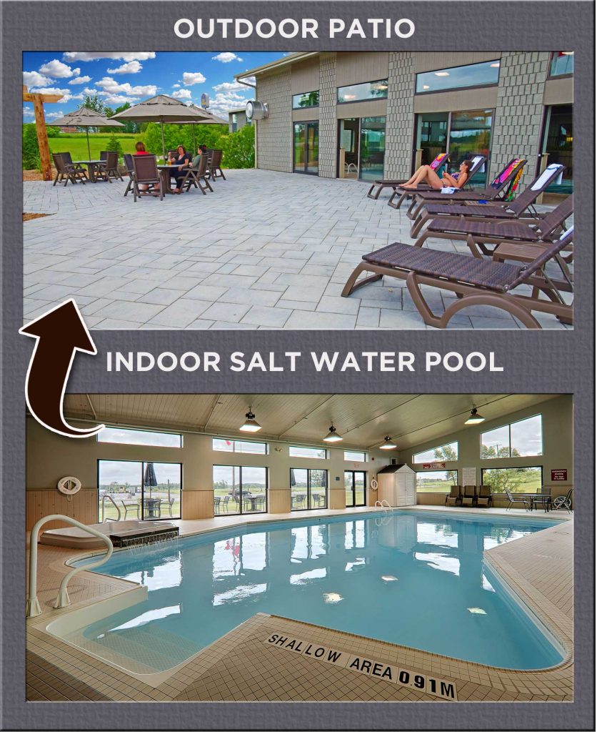 Indoor Salt Water Pool with Hot Tub and Outdoor Patio