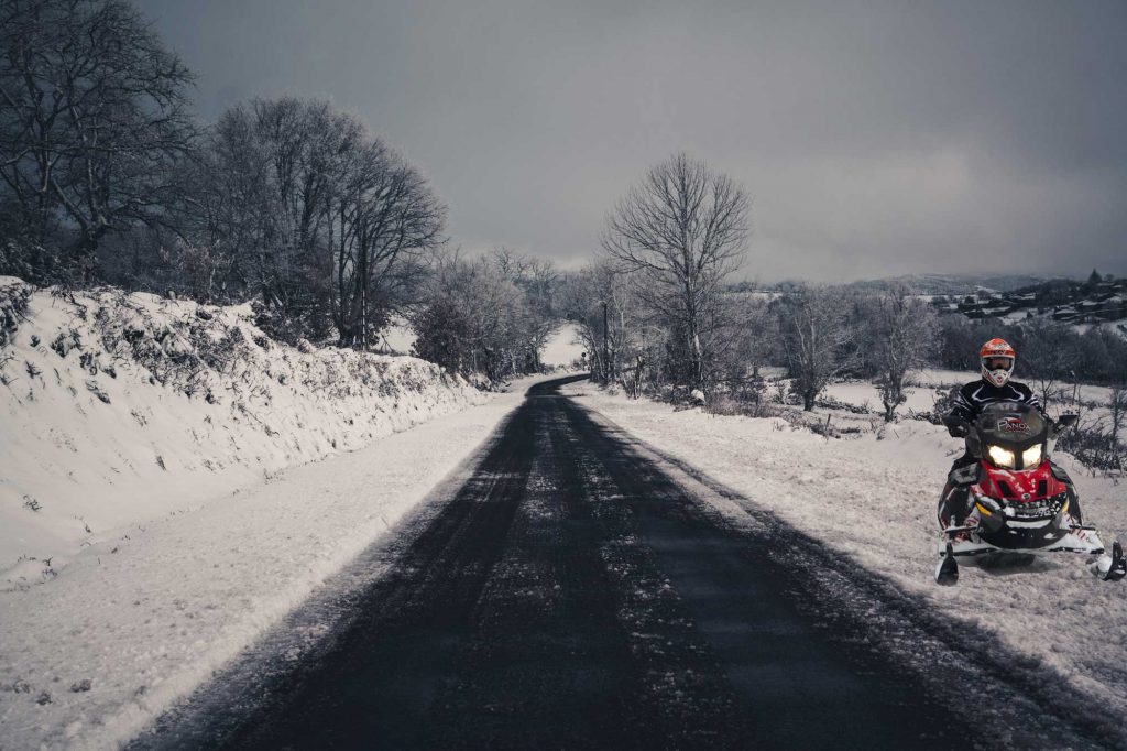 Snowmobiling on roads