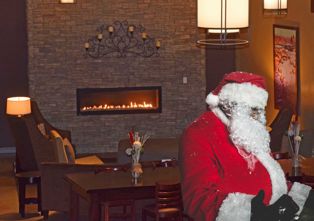 Fireplace at Christmas with Santa